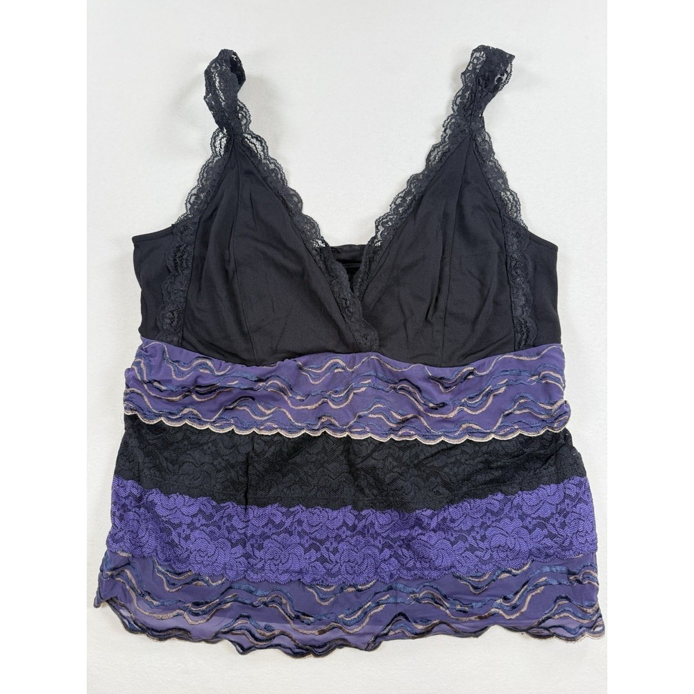 Vtg Y2K Bisou Bisou XL Babydoll Lace Camisole Top Coquette Fairy Grunge Whimsi